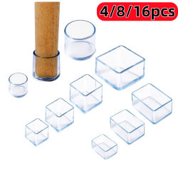 Almohadilla para patas de silla de silicona, tapón redondo cuadrado para patas de muebles, tapón final de mesa, tapa de protección de suelo antideslizante silenciosa de PVC, cubierta para pies, 4/8/16
