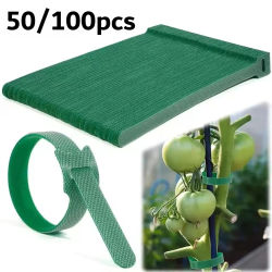 50/100pcs Lazos de nailon para plantas, antideslizantes, ajustables, reutilizables, cinta de sujeción para accesorios de jardín y hogar