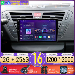 Radio Multimedia con Android 16 para Citroen C4 Grand Picasso 2006-2013, Reproductor de Video, GPS, Navegación, Estéreo, CarPlay, Wifi, Bluetooth