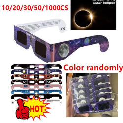Gafas de Papel para Eclipse Solar, 10/20/30/50/100 Piezas, Seguras para Ver el Sol Directamente, Observar Eclipses Totales y Parciales, Venta al Por Mayor