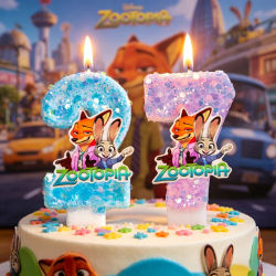 Vela de Cumpleaños con Número del 0 al 9 de Zootopia, Decoración para Pastel, Adorno para Pastel de Cumpleaños de Zootopia, Regalos para Baby Shower