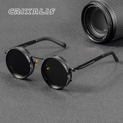 CRIXALIS gafas de sol redondas polarizadas ND9 con atenuación ajustable para hombres y mujeres, gafas de pesca Retro Punk para hombres, gafas para exteriores UV400