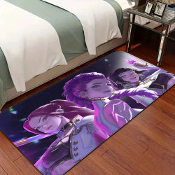 Alfombra de Piso con Diseño de Anime Kpop Demon Hunters Korea Girls, Estilo INS, Alfombra Suave para Dormitorio, Lavadero, Antideslizante, para el Hogar