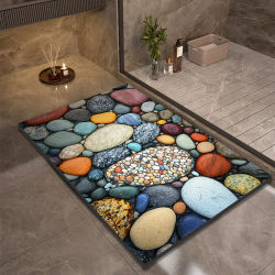 Alfombra de baño de diatomita con diseño de piedra, alfombrillas antideslizantes para pies de ducha, alfombras absorbentes de secado rápido para inodoro, felpudo lavable