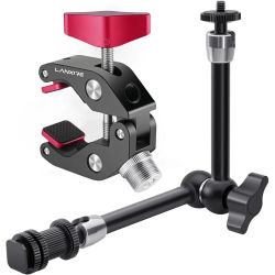 Lanxire Super Clamp y brazo mágico articulado de fricción ajustable de 11 pulgadas para jaula/plataforma de cámara universal, monitor, micrófono