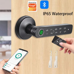 Cerradura Inteligente Bluetooth Compatible con la Aplicación Tuya, Cerradura Digital con Huella Dactilar y Contraseña, Múltiples Métodos de Desbloqueo, Wifi Gatewa
