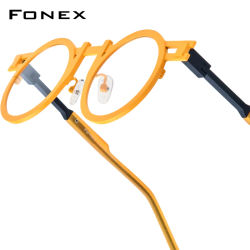 FONEX montura de gafas de titanio puro para hombre 2025, nuevo diseño de marca de moda, gafas redondas Vintage para mujer, gafas Retro japonesas 85833