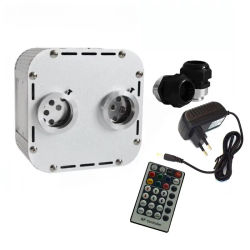 1X Motor de Luz LED de Fibra Óptica RGBW de Doble Cabezal con Efecto Centelleante de 32W, Control por APP y Bluetooth, Iluminador para Techo Estrellado