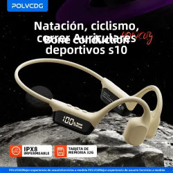 Auriculares POLVCD S10 con transmisión ósea abierta, Bluetooth 5,4, memoria de 32GB, pantalla LED, auriculares para nadar