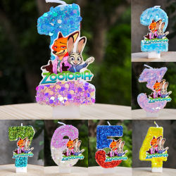 Vela Zootopia número 0-9, vela de fútbol, decoración de pastel, fiesta de cumpleaños de Zootopia para niños, regalo de decoración para Baby Shower
