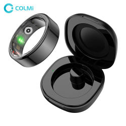 COLMI-R02 Anillo inteligente con estuche de carga para hombres y mujeres, duración de la batería, 39 días, monitor de salud, resistente al agua 5ATM, modo multideporte