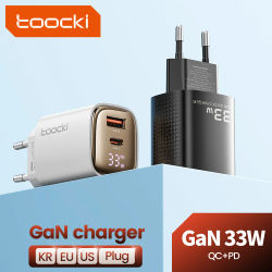 Toocki 33W GaN USB C cargador pantalla Digital carga rápida tipo C cargador para iPhone 15 14 13 12 Samsung Galaxy S23 S22 Xiaomi