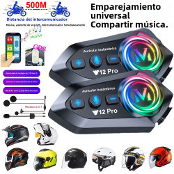 1/2x interfono de música Dual Bluetooth 5,4 casco de motocicleta intercomunicador auriculares impermeable 500m Intercomunicador altavoz auricular