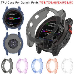 Funda protectora de TPU para Garmin Fenix 7 7S 7X Pro 6S 6X Pro 5X 5 5S Protector transparente Smartwatch cubierta de parachoques de silicona