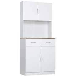 HOMCOM Alacena de Cocina Mueble Auxiliar de Cocina con Puertas Cajón y Estantes Ajustables Antivuelco para Comedor Salón