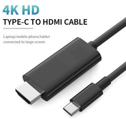 Cable tipo c a HDMI de alta definición, 4K, 30Hz, negro, ABS, 6,6 pies, 4K, para Monitor, MAC, iPad pro, MacBook air, Chromebook TV