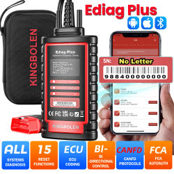 Escáner Bluetooth KINGBOLEN Ediag Plus, Herramienta de Diagnóstico Automotriz OBD2 Bidireccional para Todos los Sistemas, Compatible con iOS y Android, con Codificación ECU