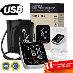 Monitor de Presión Arterial Recargable, Medidor Digital Portátil de Arritmias, Tonometer Automático de Brazo, Tensiómetro para el Hogar