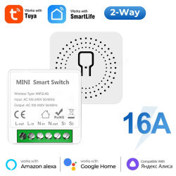 Interruptor Inteligente WiFi Mini de 16A para el Hogar, Control por Voz para Homekit, Siri, Alexa, Google, Alice, con Monitor de Energía