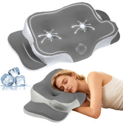 Almohada Cervical Refrescante con Soporte de Memoria, Almohada Ergonómica de Contorno Ortopédico para Masaje de Cuello, Almohadas de Cama para Dormir de Lado/De Espalda