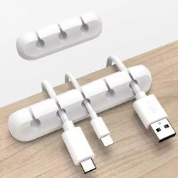 Organizador de Cables USB de Silicona, Clips Redondos para Cables de Cargador, Soporte Adhesivo para Cables, Organizador de Escritorio para el Hogar y la Oficina