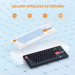 AJAZZ AKL680 65% teclado mecánico para jugar ultrafino inalámbrico 2,4G Bluetooth 5,1 teclado de perfil bajo para Mac Windows Laptop