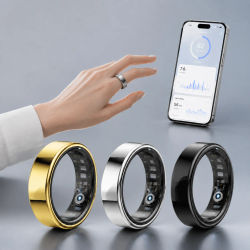 Anillo Inteligente con Monitor de Ritmo Cardíaco, Presión Arterial, Sueño y Movimiento, Resistente al Agua, para Hombres y Mujeres, Compatible con Android, Regalo Ideal para las Fiestas