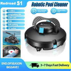 Aspiradora Robótica para Piscinas Redroad S1, Limpiador de Piscinas Inalámbrico con 10 Minutos de Autonomía, Estacionamiento Automático, Carga Rápida en 2 Horas, Ideal para Piscinas Elevadas