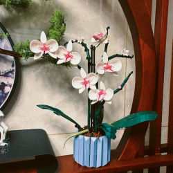 Ramo de iconos de flores artificiales, orquídeas, plantas en macetas, bloques de construcción, modelo de ladrillo Moc, juguetes para niñas, bricolaje, regalo para mamá para adultos