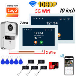 Sistema de intercomunicación con video para puerta, 7/10 pulgadas, Wifi, 2 cables, para el hogar, con aplicación WiFi TUYA Smart Life, monitor táctil 1080P