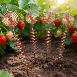Kit de antena de jardín de cobre galvanizado de primera calidad, soporte de cobre para plantas - soporte de jardín resistente y duradero con diseño de bobina de antena