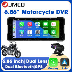 JMCQ 6,86 ''Motocicleta DVR GPS navegación inalámbrica Carplay Android Auto Dash Cam IP67 impermeable doble Bluetooth Moto Monitor
