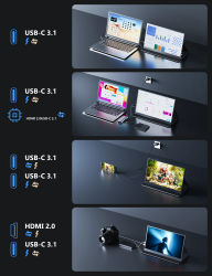 Monitores portátiles Amoudo de 15,6 pulgadas 1920*1080P FHD, pantalla de extensión portátil para computadora portátil, pantalla IPS, monitor para computadora portátil/PC/teléfono.