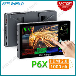 FEELWORLD P6X 5,5 pulgadas 1000nit cámara portátil de aluminio campo DSLR Monitor 1920x1080 pantalla táctil LUT HDR HDMI2.0 entrada salida
