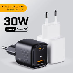 VOLTME USB C cargador rápido 30W GaN cargador QC PD 3,0 adaptador portátil de doble puerto para IPhone 15 14 13 IPad Xiaomi cargador de pared rápido