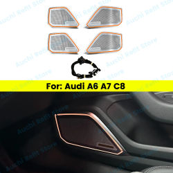 Cubierta de altavoz LED para coche de 32 colores para Audi A6 A7 C8 RS6 RS7, cubierta de bocina RGB para puerta de coche, lámpara decorativa, piezas modificadas de luz ambiental