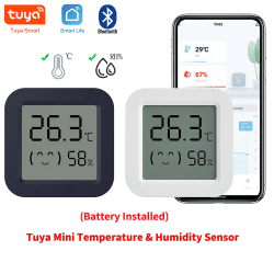 Sensor de temperatura y humedad Bluetooth, Mini pantalla LCD, aplicación inteligente Tuya, Control remoto por voz, termómetro higrómetro de Google