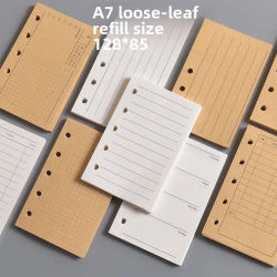 Cuaderno de hojas sueltas artesanal A7, carpeta en espiral, rejilla de página interior, línea en blanco, Agenda, planificador, papelería escolar