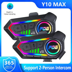 Casco de motocicleta Y10 Max, intercomunicador Bluetooth CVC + DSP, doble reducción de ruido inteligente, soporte para Comunicador para 2 personas