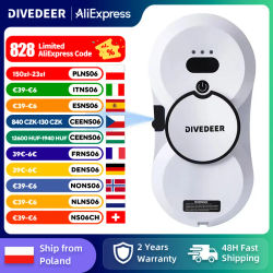 DIVEDEER-Robot de limpieza de ventanas blanco/negro, limpiador de ventanas eléctrico de alta succión, aspirador de vidrio de doble cara, pulverizador de agua