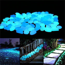 100 Uds. De guijarros que brillan en la oscuridad, piedras luminosas de resina para paisaje, caminos de jardín, plantas en macetas, parques, decoración de acuario,