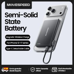 Cargador Inalámbrico Magnético MOVESPEED, Batería Externa de 10000mAh/5000mAh de Estado Semisólido para iPhone, Cargador Rápido PD de 15W