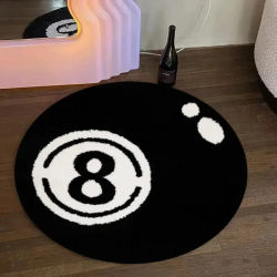 VIKAMA Alfombra de billar negra de 8 piezas, alfombra suave y peluda para el suelo de la sala de estar, alfombra para la cabecera del dormitorio, ideal para una decoración suave del hogar