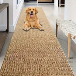 Alfombra de Pasillo Larga de Lujo, Decoración para el Hogar, Tono Sólido, Imitación Sisal, Alfombra Suave para Sala de Estar, Entrada, Porche, Antideslizante