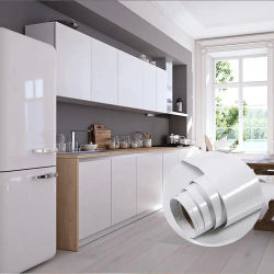 Película decorativa blanca perla DIY, papel de pared autoadhesivo de PVC, pegatinas de renovación de muebles, papel tapiz impermeable para armario de cocina