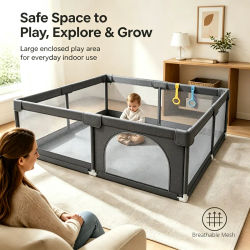 Parque de juegos grande para bebés IMBABY, parques de juegos para bebés y niños pequeños, vallas de seguridad para bebés, parques de juegos para interiores y exteriores con malla transpirable.