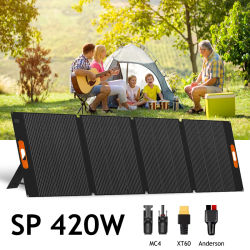 Panel Solar Portátil de 420W, 400W, Ligero, 17KG, Plegable, con Soporte Ajustable, Cargador Solar Impermeable IP68