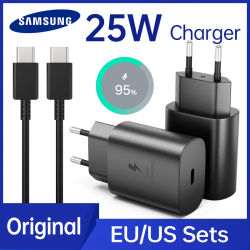 Cargador SAMSUNG de 25W, Adaptador de 45W PD Tipo C, Carga Súper Rápida para Samsung Galaxy S26 S25 S24 S23 S22 Ultra A54 A34, Cargador de Energía EU