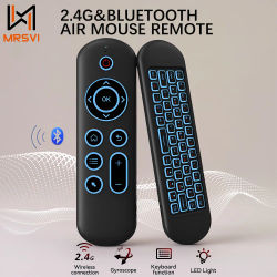 MRSVI Air Mouse Control remoto M5 inalámbrico 2,4G y Bluetooth con teclado giroscopio retroiluminado de 7 colores para Smart Android TV Box, PC