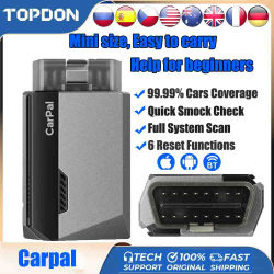 Escáner TOPDON Carpal OBD2 Bluetooth para coche herramienta de diagnóstico de todos los sistemas iOS Android Control de salud de vehículos 6 servicios de reinicio